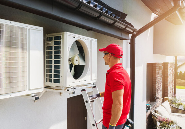 installateur de pompe a chaleur qui réalise un entretien