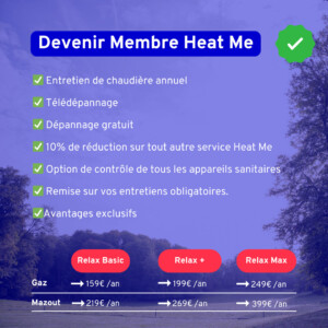Découvrez le service Relax de chez Heat Me, et bénéficiez d'une offre sur-mesure pour l'entretien de votre chaudière au gaz ou mazout et bien plus encore.