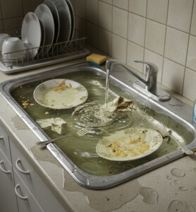 un évier qui est bouché