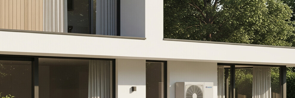 Une maison avec une pompe à chaleur