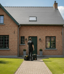 chauffagiste Heat Me devant une maison