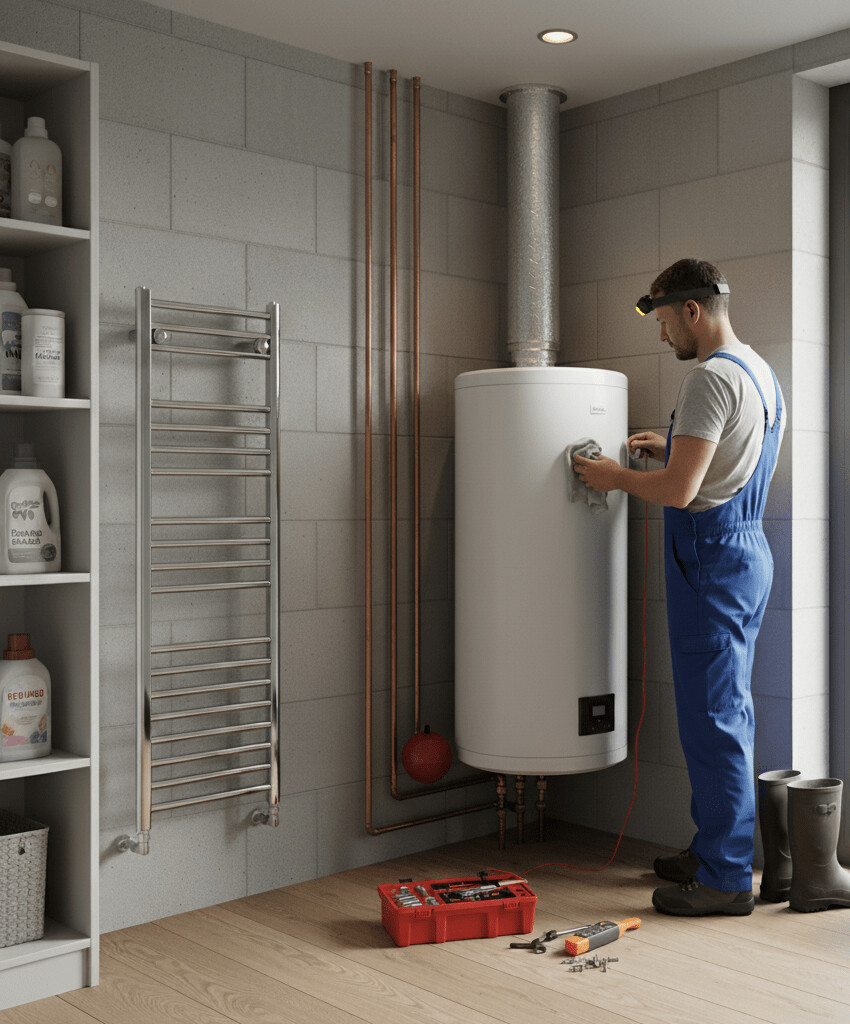 un professionnel qui installe un chauffe-eau thermodynamique