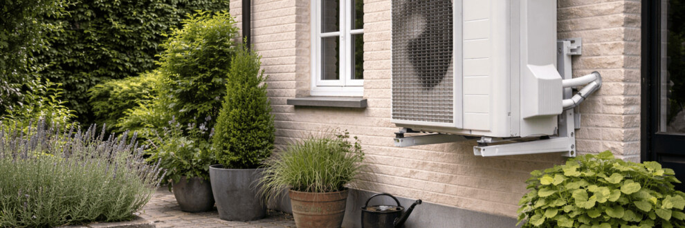 Une pompe à chaleur à l'extérieur d'une maison