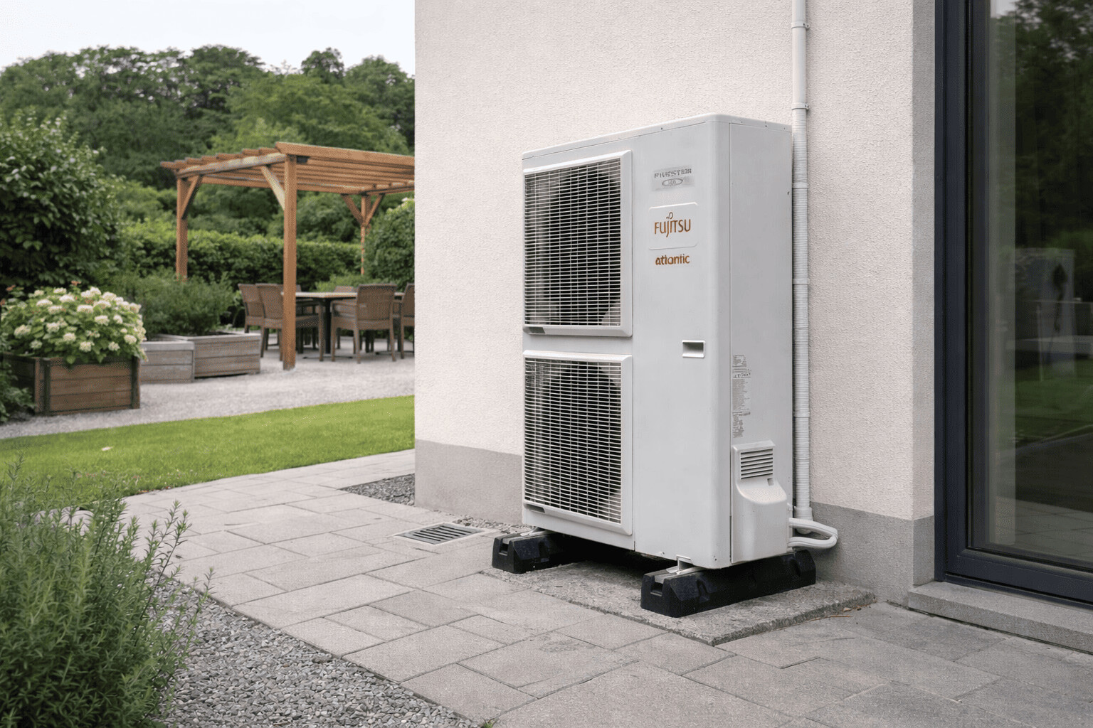 pompe-a-chaleur-air-eau-jardin Une pompe à chaleur air-eau